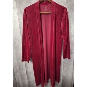 Womens Velvet Burgundy Duster Robe Womens XL Kimono Cardigan Open Long Sleeve